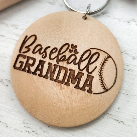 Laser Engraved Keychain Pendant Ball, Bat And Whistle - Baseball Grandma - Picture 2 of 3